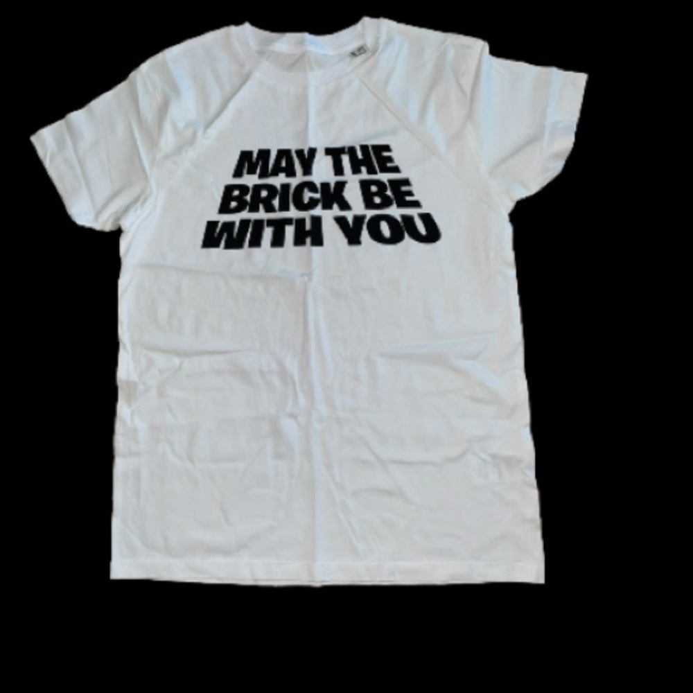 Stanley Stella logo May the brick be with you! boys T-Shirt 12/14 youth  White